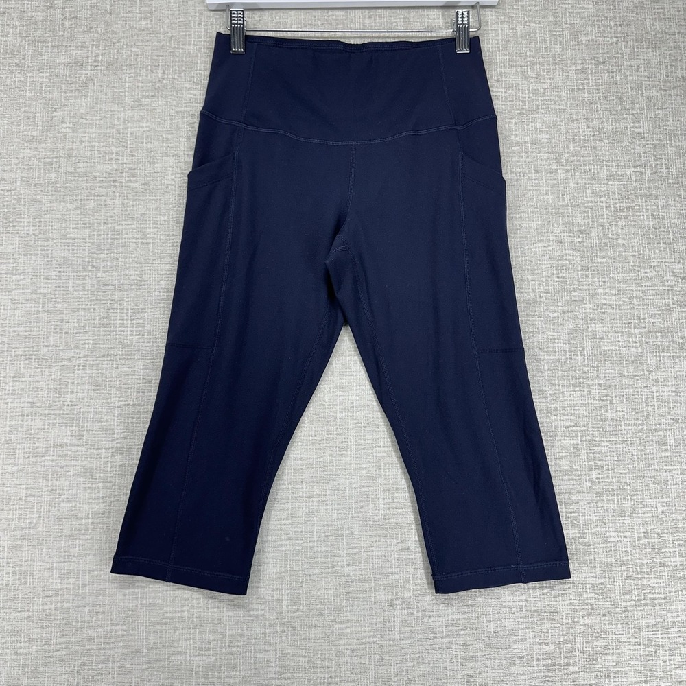 32 Degrees Cool Leggings Womens S Navy Capri‎ High Rise Side Pockets Stretch